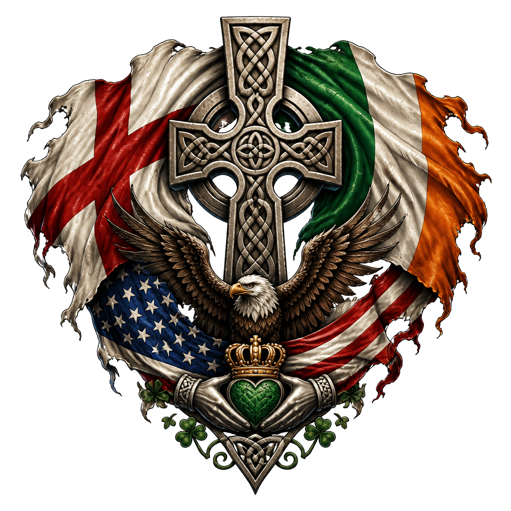English and Irish tattoo with meaning that also is America