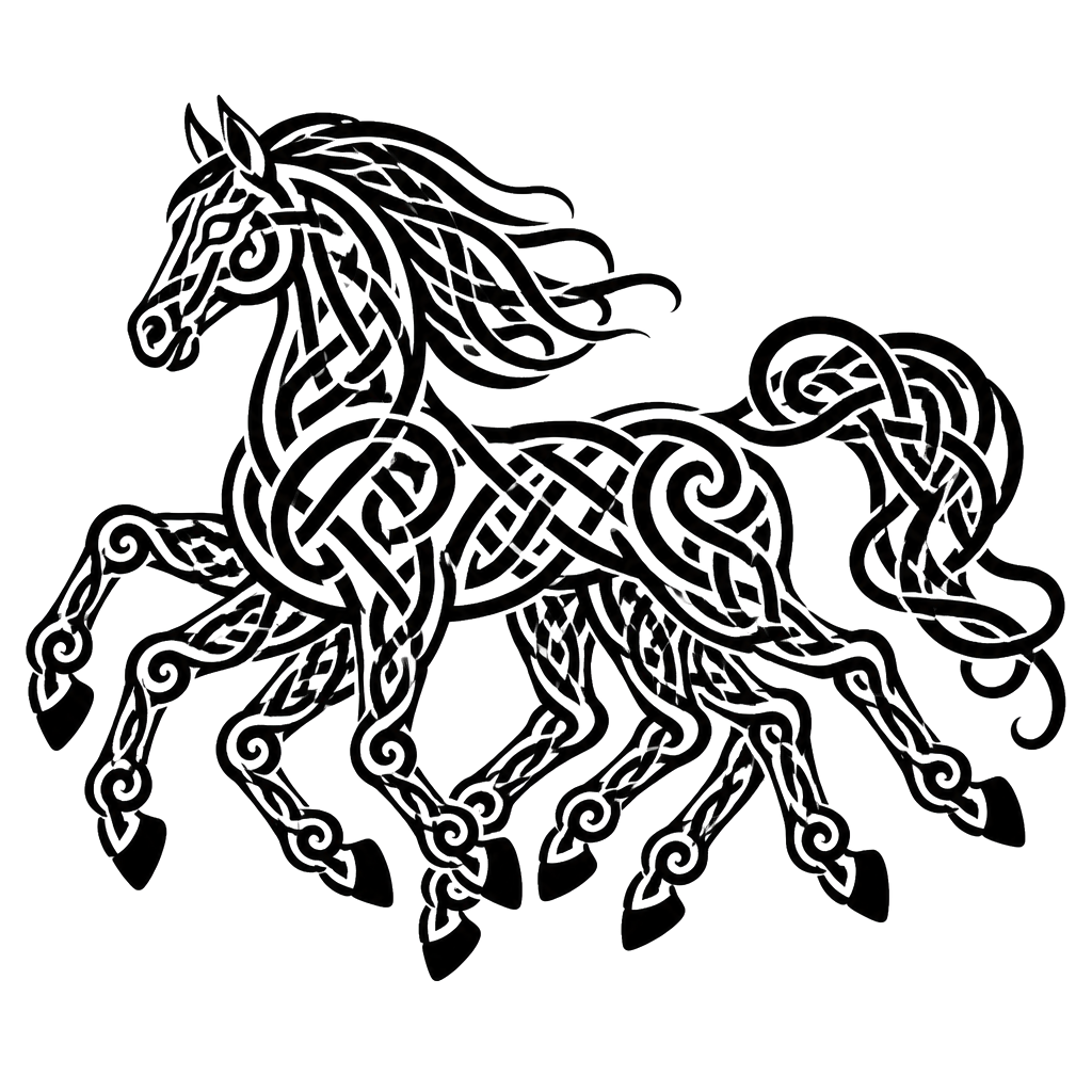 Sleipnir the eight-legged horse woven in knotwork