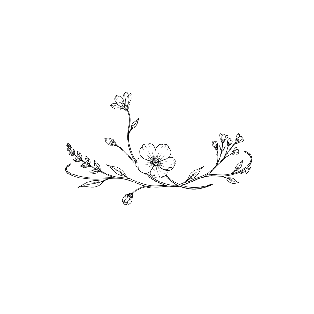 A delicate wildflower stem wrapping the wrist