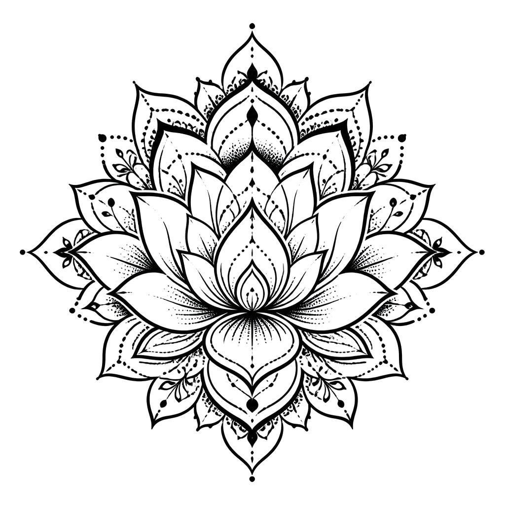 A lotus mandala unfolding in perfect symmetry
