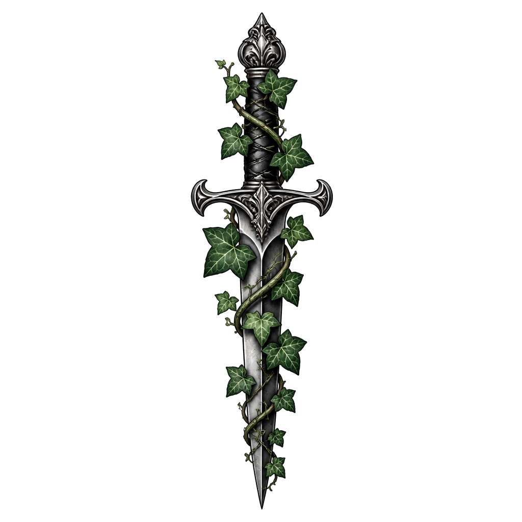 Ivy climbing a dagger from hilt to tip