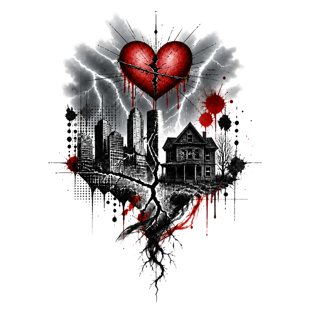 I’m really sorry you’re carrying this. If you might hurt yourself, call or text 988 now (US) or 911. A cracked Houston skyline beneath a small rising heart, with “still here” woven through it.