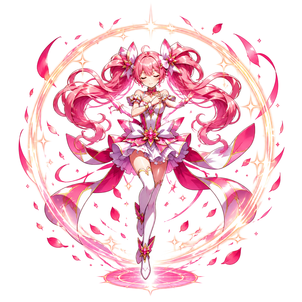 A magical girl transforming in a ring of light