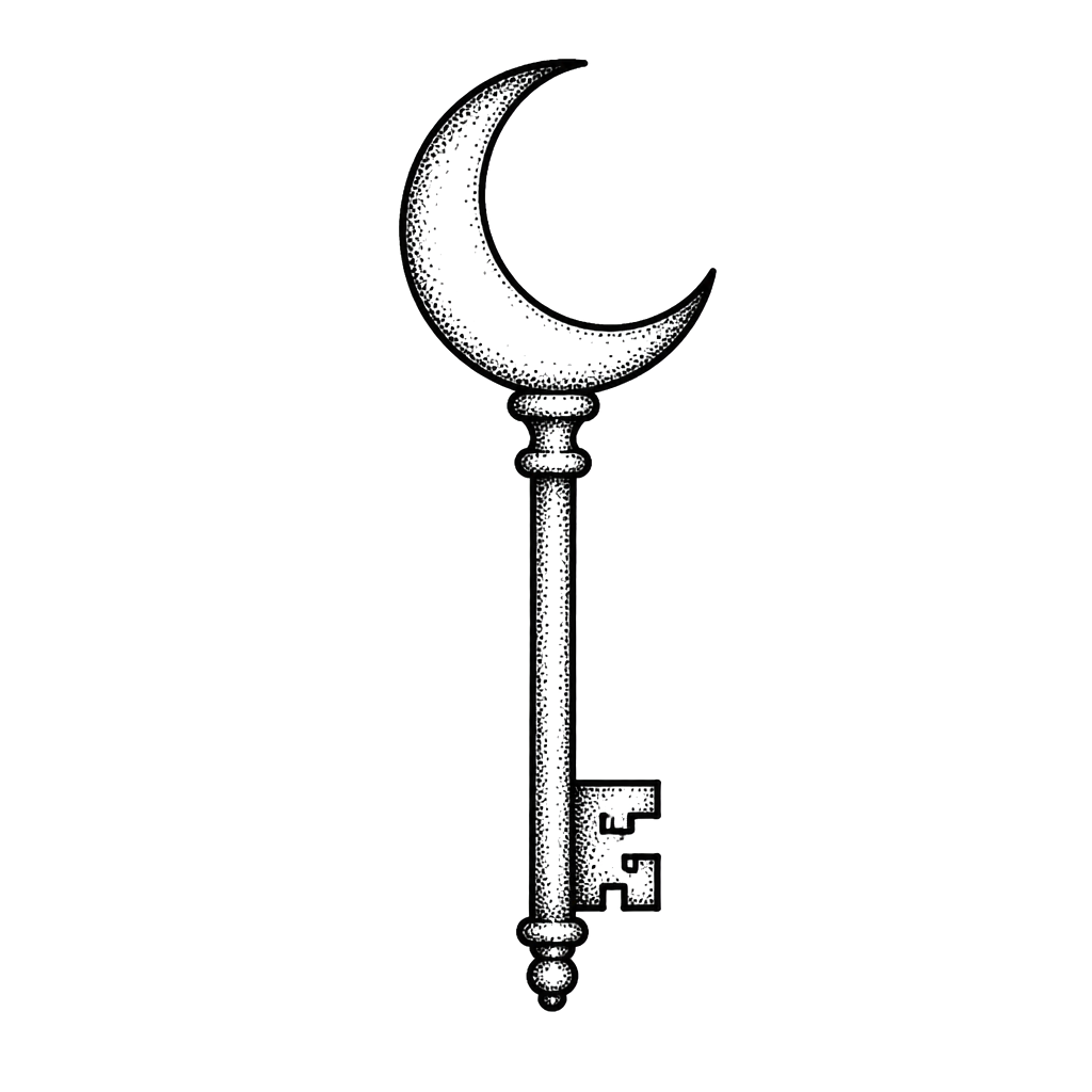 A key whose bow is a crescent moon