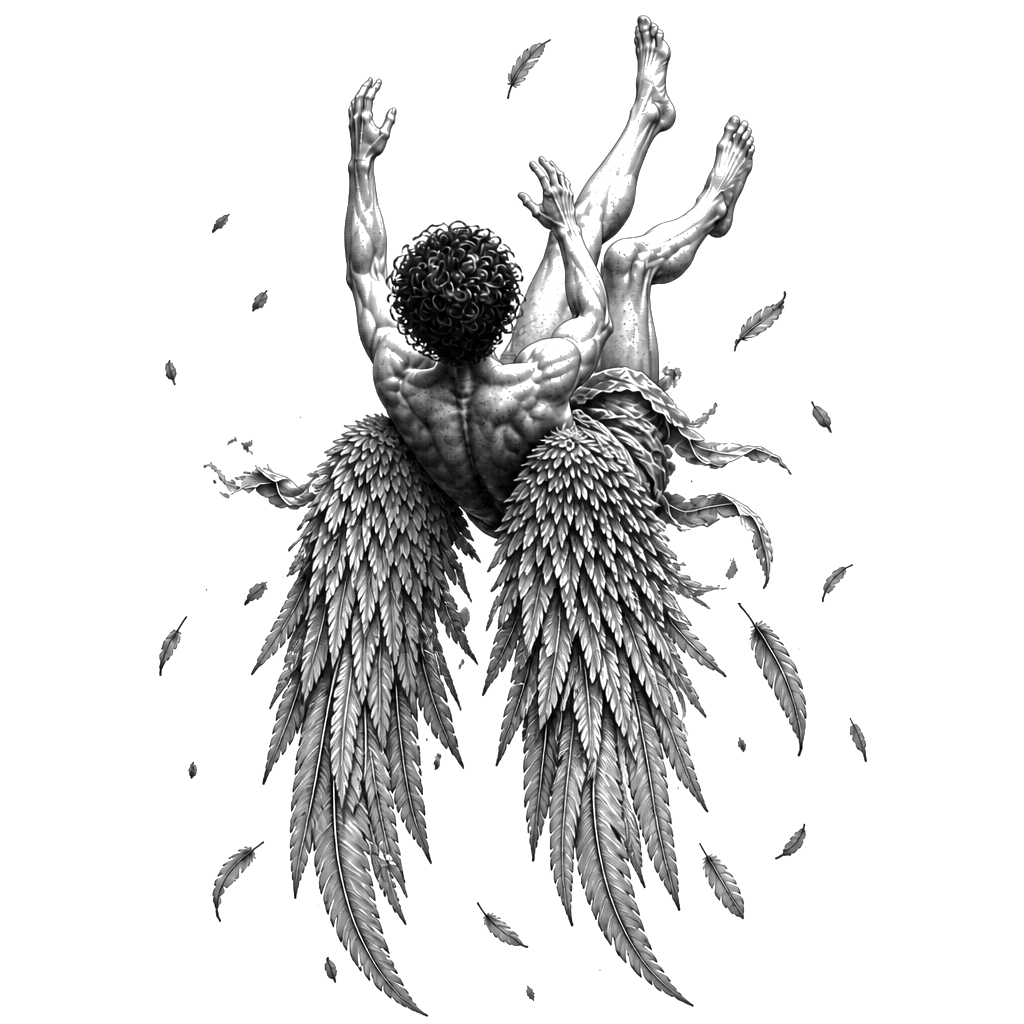 Un ange de style Icarus de la mythologie grecque qui tombe