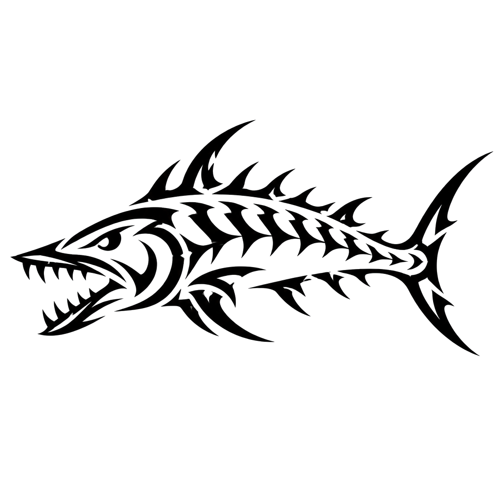 A barracuda of hooked black blades