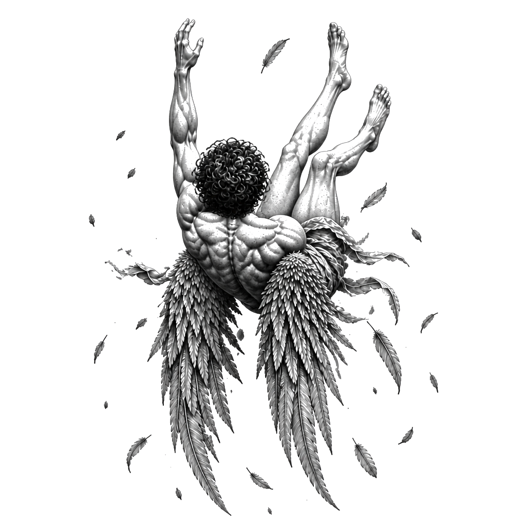 Un ange de style Icarus de la mythologie grecque qui tombe