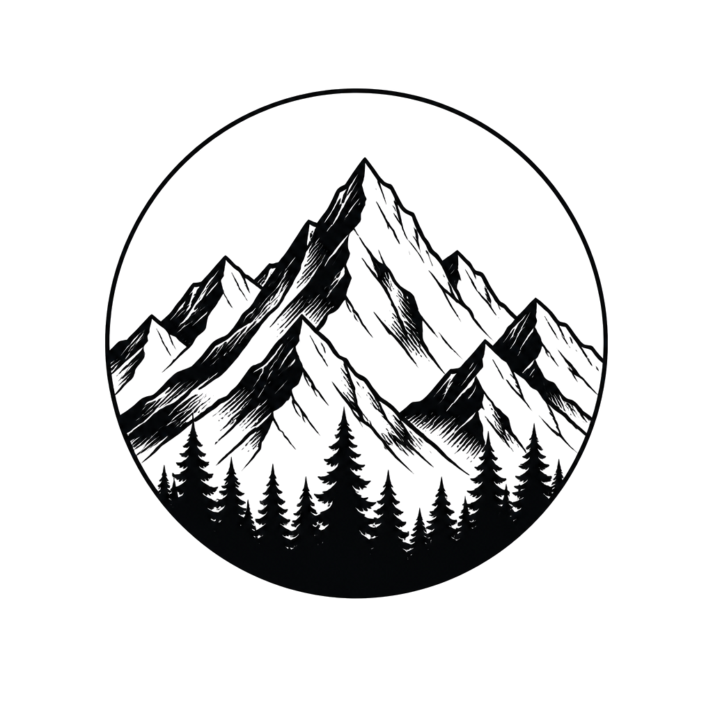 Mountains framed inside a perfect circle