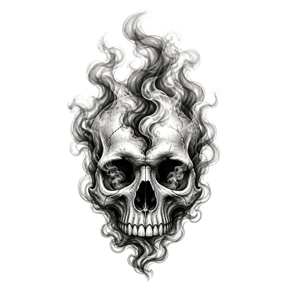 a skull with smoke coming out of it
