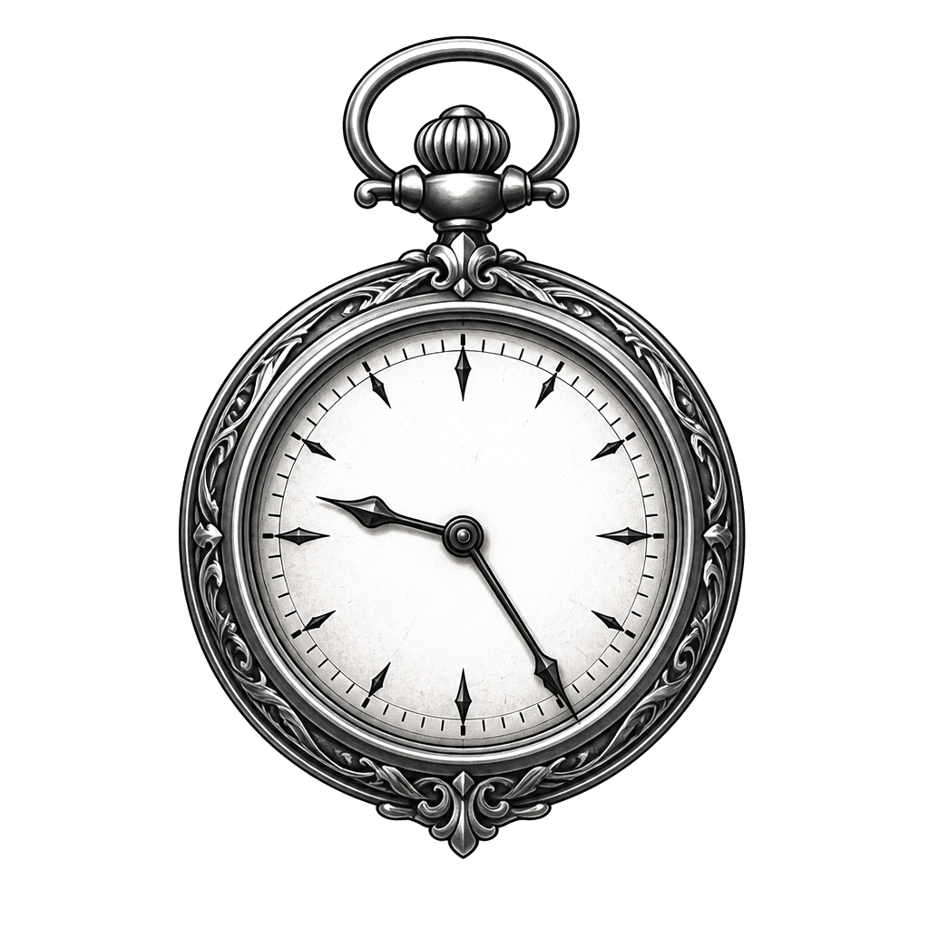 A pocket watch stopped at one meaningful minute 9:25