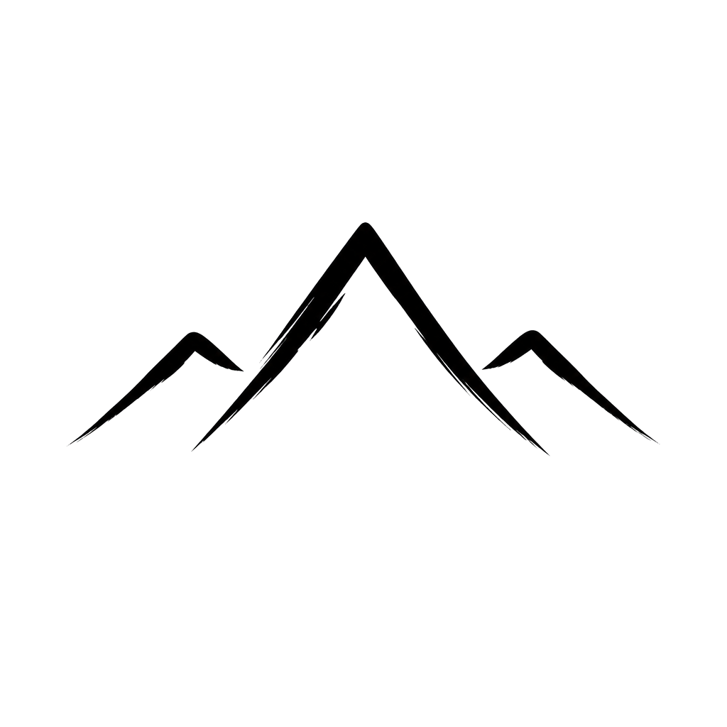 Three mountain peaks drawn in five strokes