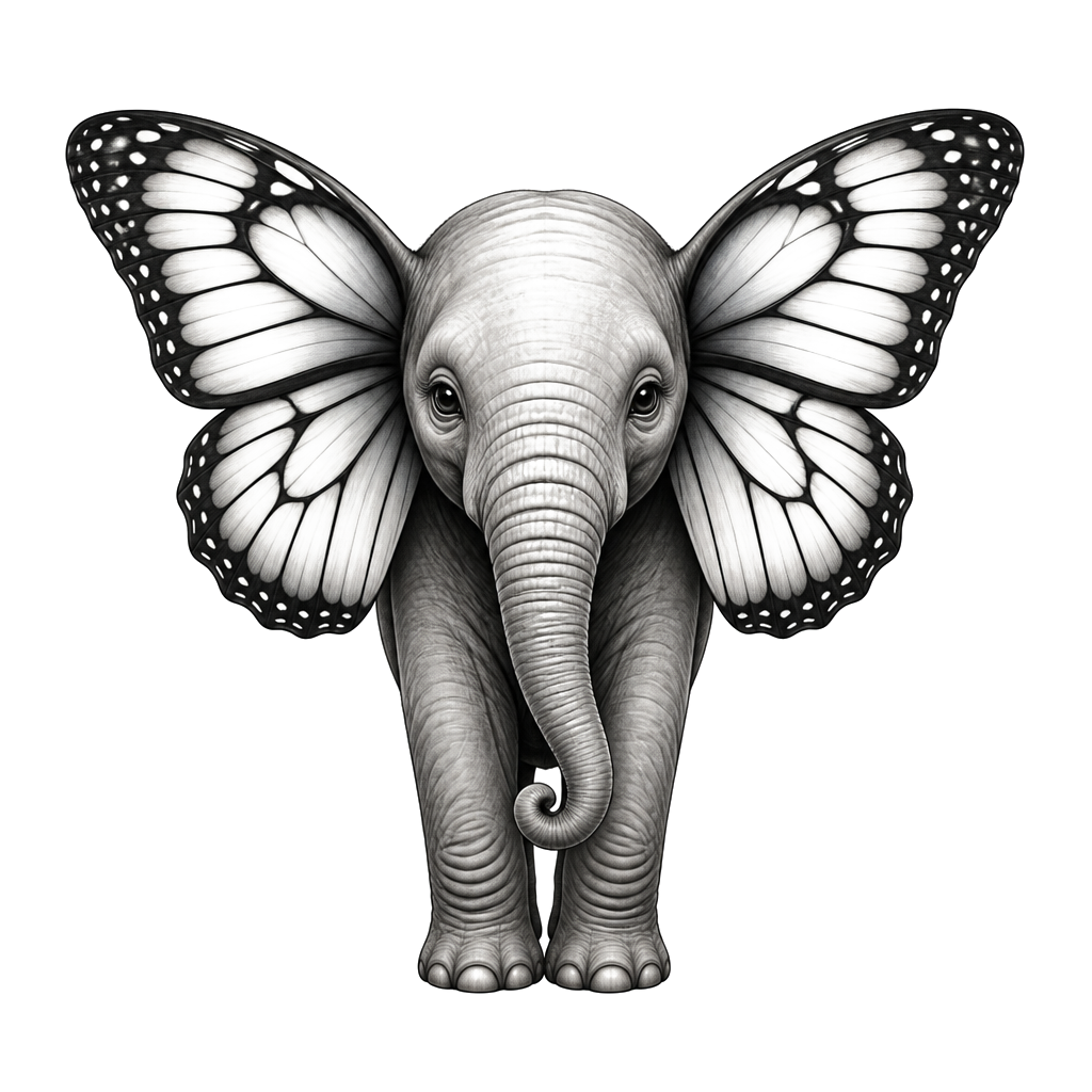 Elephant with butterfly ears