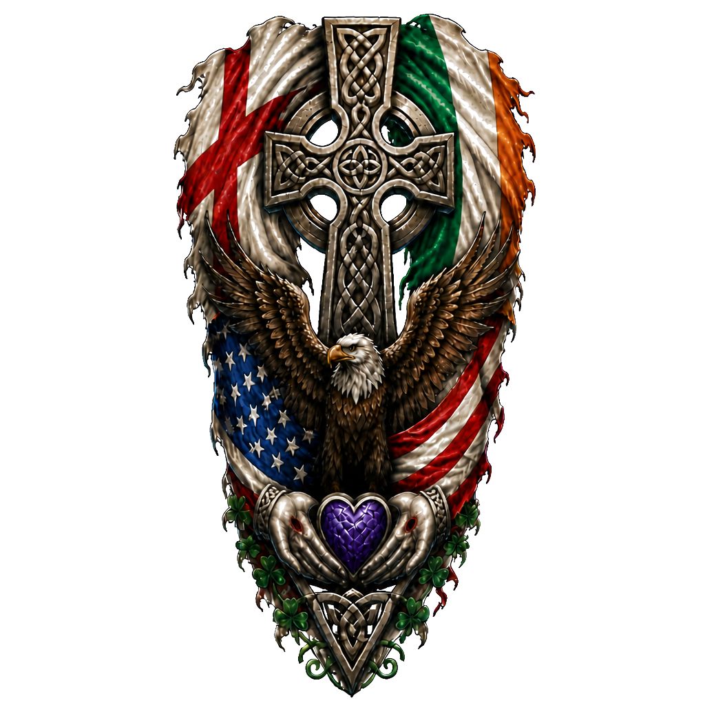 English and Irish tattoo with meaning that also is America