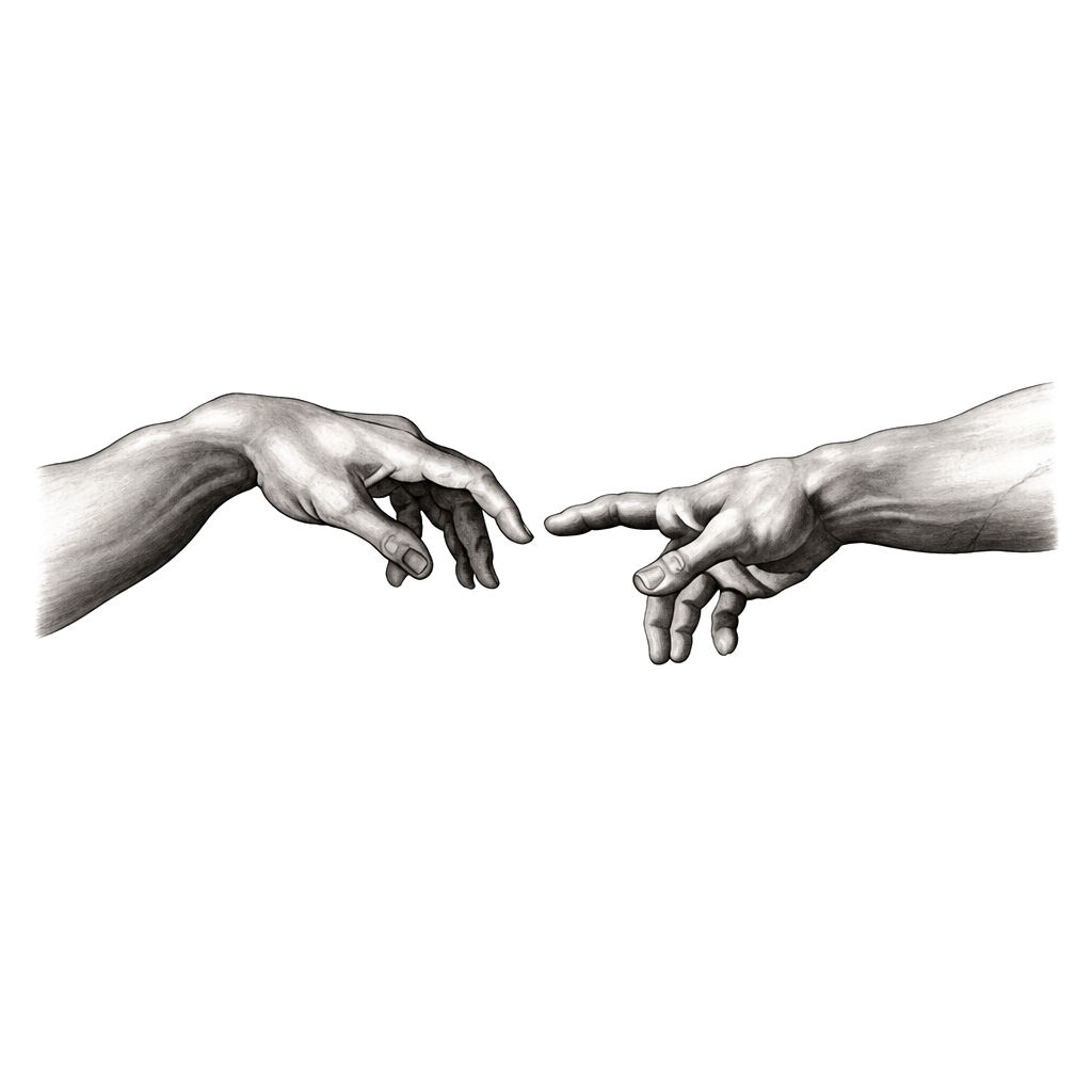 creation of adam only hands touching