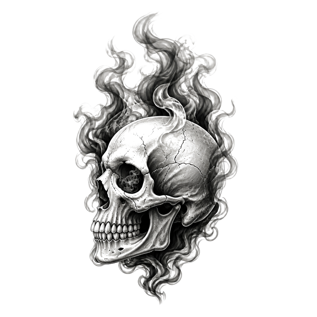 a skull with smoke coming out of it
