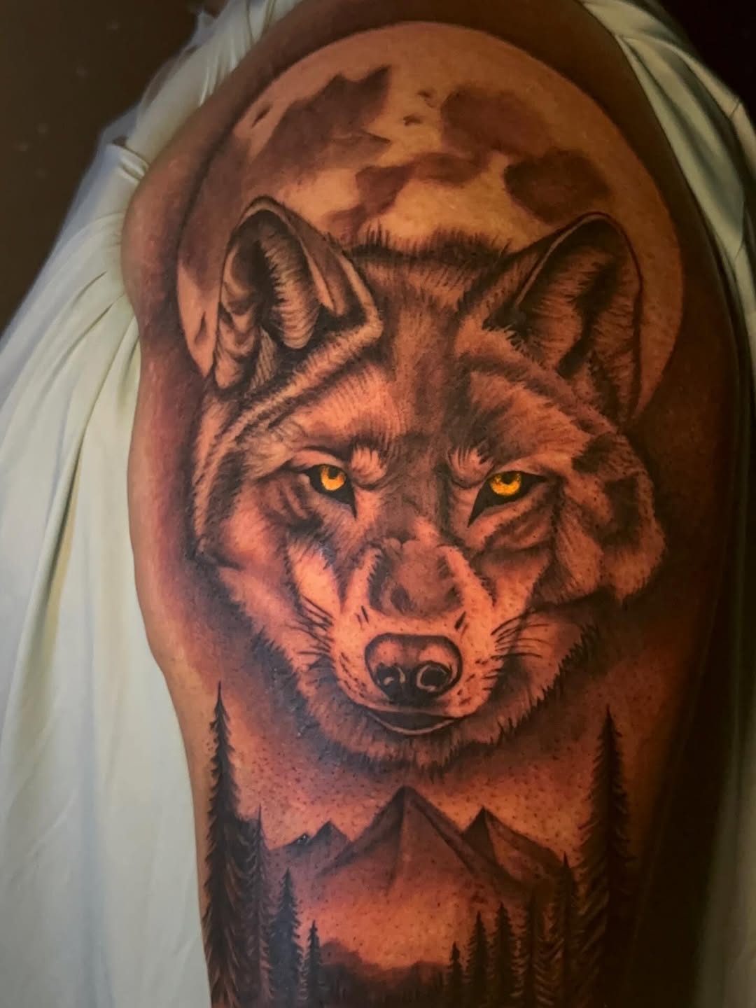Had so much fun doing this wolf .
Thanks to my client for trusting me with his first tattoo, if you’re looking to get some black & grey realism or an