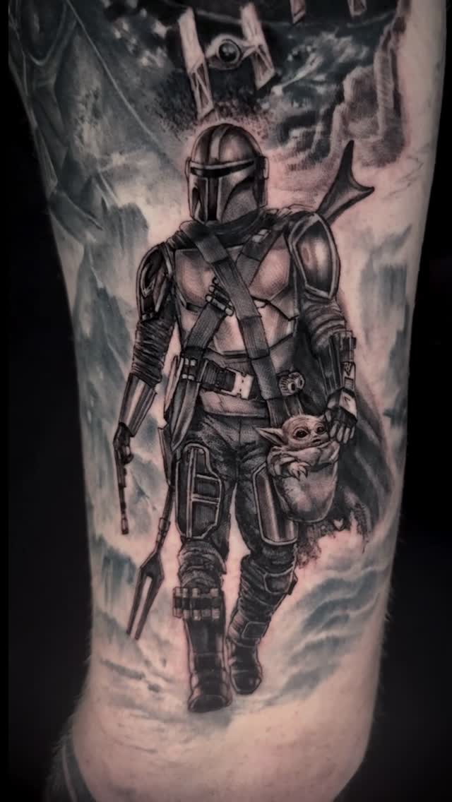 Let’s bring your story back to life 
This is a reminder that even the roughest ink can rise again.
This Mandalorian piece came to me tired and washed 