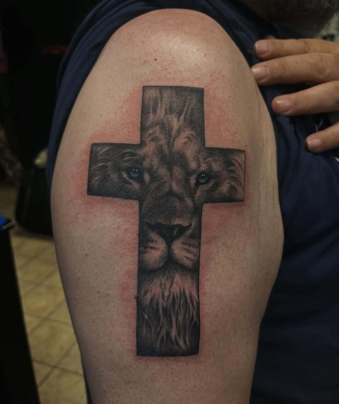 Lion cross tattoo 
#ink#inked#tattoos#houstontattooartist#houstontattooshop