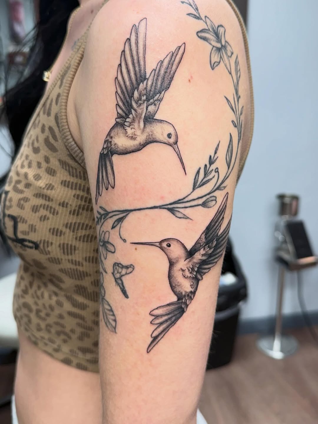 Some hummingbirds i got to do on a dope client of mine! #tattoostudio #tattoos #tattooist