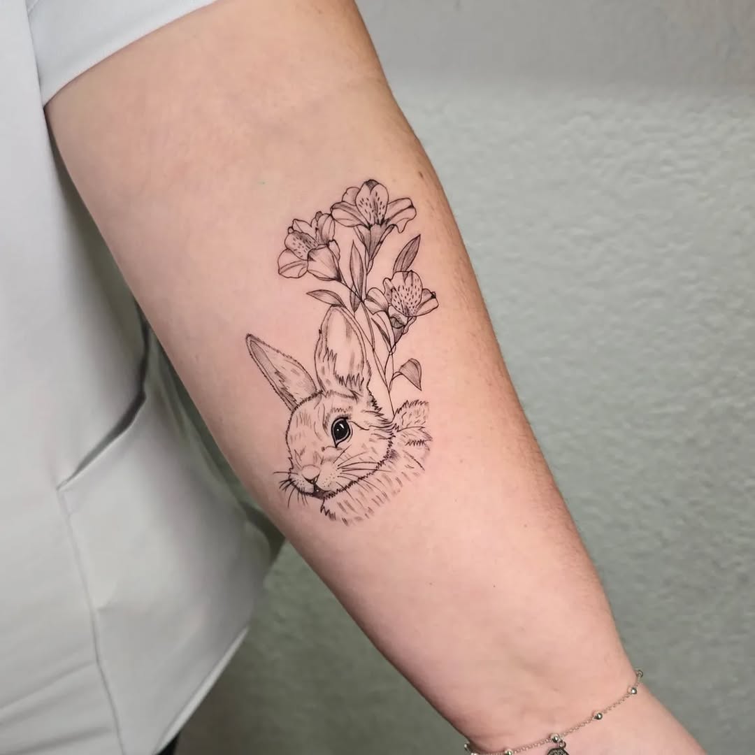 Conejo con astromelias
Diseño personalizado

Tatuaje realizado a @mariana_melgro

Gracias por la confianza. 

Cotiza tu proyecto, envía MD o Whatsapp 