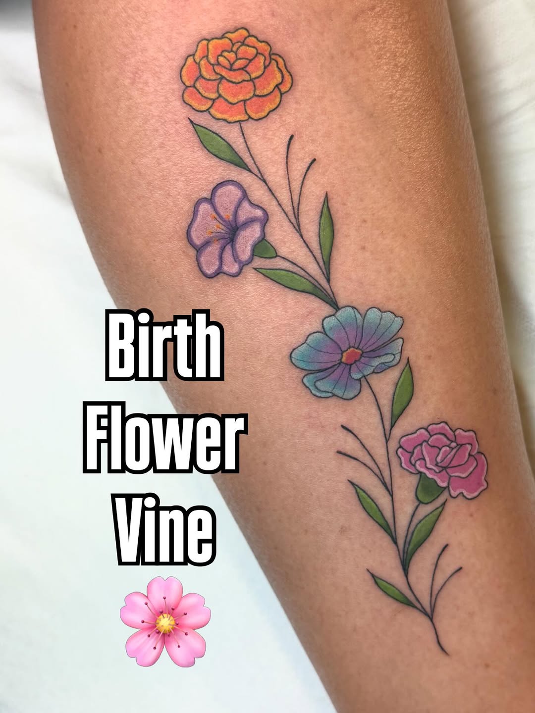 Still shots of yesterday’s work! Such a fun cute tattoo for Zoe. With all her kiddos flowers  Thank you again @ranch.bunny