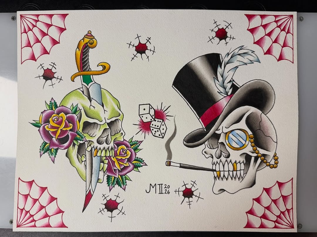 Here’s a new skull flash sheet I just finished up! If you’d like either one of these designs, hit me up! Would LOVE to do one, or both, at the @allame