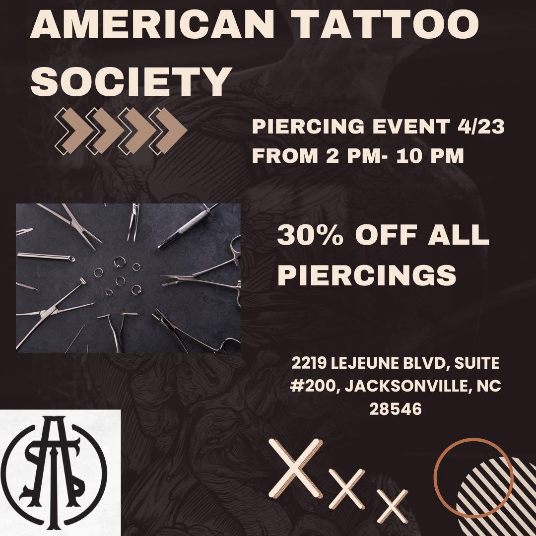 You ask, we deliver. Piercing event coming to you on 4/23 from 2 pm- 10 pm with Kevin! (@ballard.kevin) 30% off ALL piercings. Walk-ins welcomed, appo
