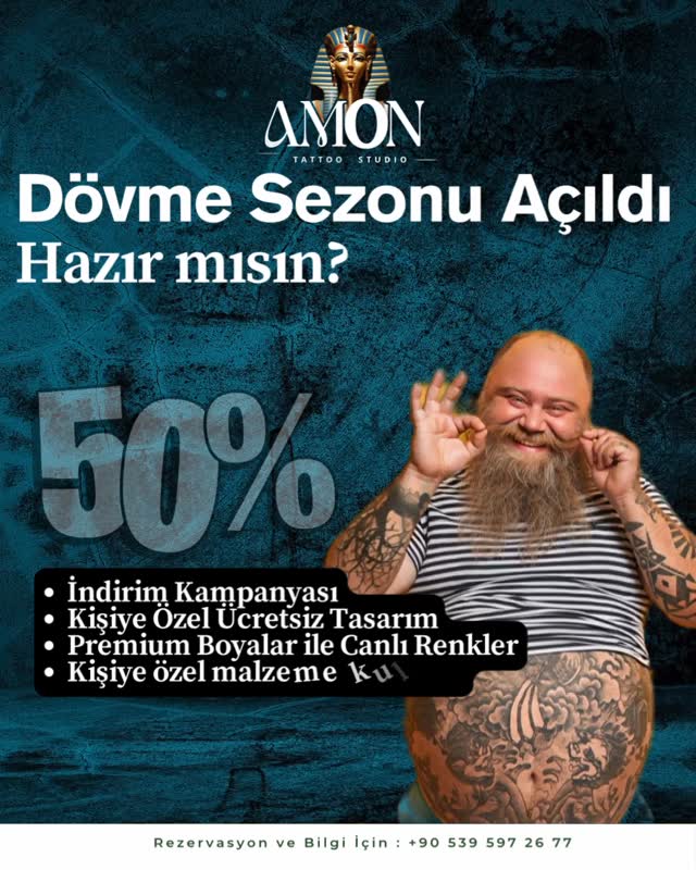 Dövme kışın yapılır! Yazın göğsünü gere gere gösterilir :) Size özel ücretsiz tasarım fırsatıyla, hemen randevu al!