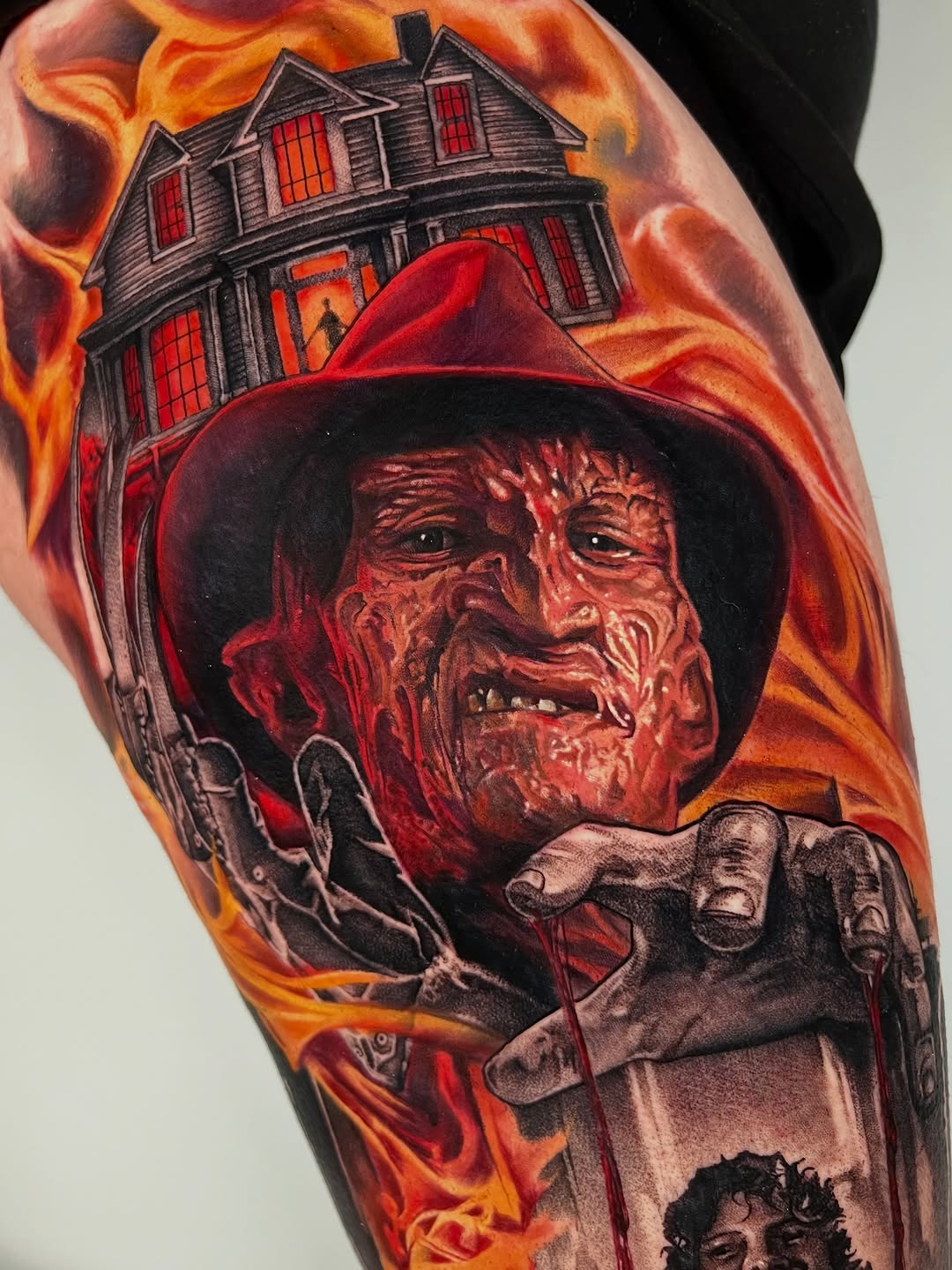 Had an amazing time collaborating with @jonnelson_tattoos while guesting at @borrowedtimetattoos in Ft. Lauderdale. Our styles are really different, a