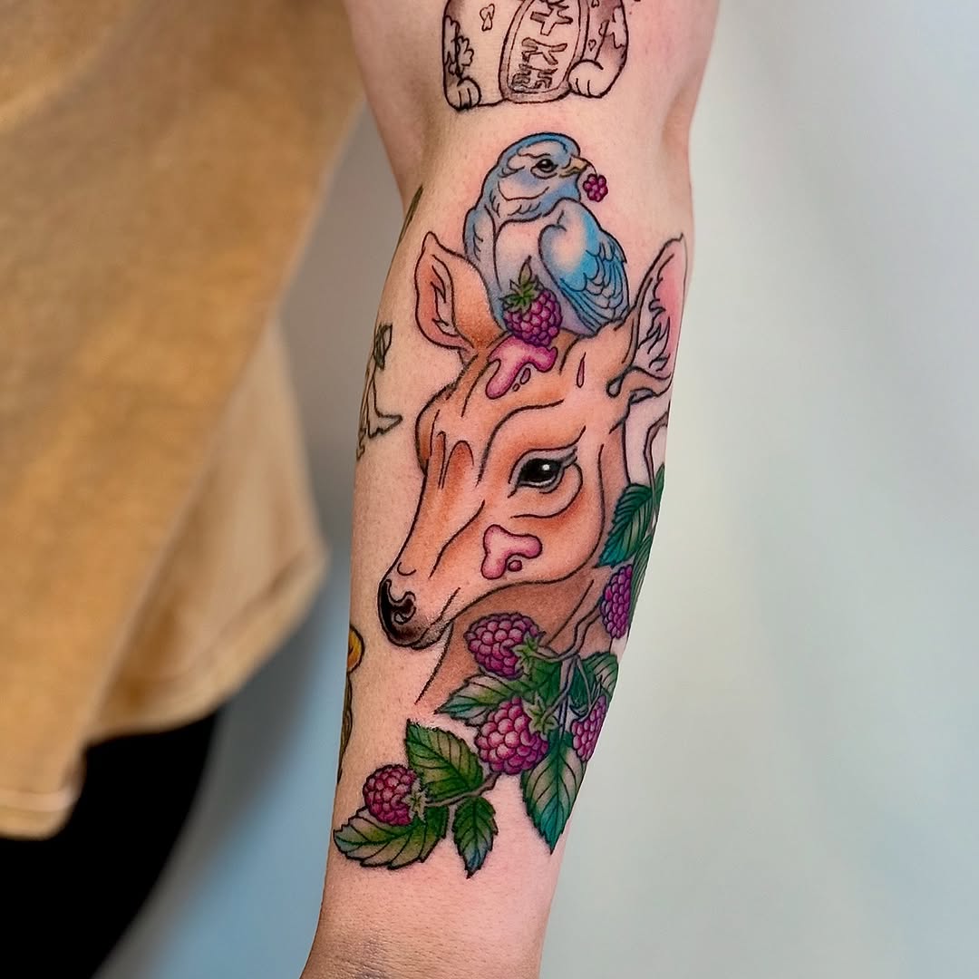 HUGE Pretty In Ink shoutout to our very own @puddlespassions for allowing me to do a fully custom neotraditional tattoo I designed a while back! ♥️ Yo