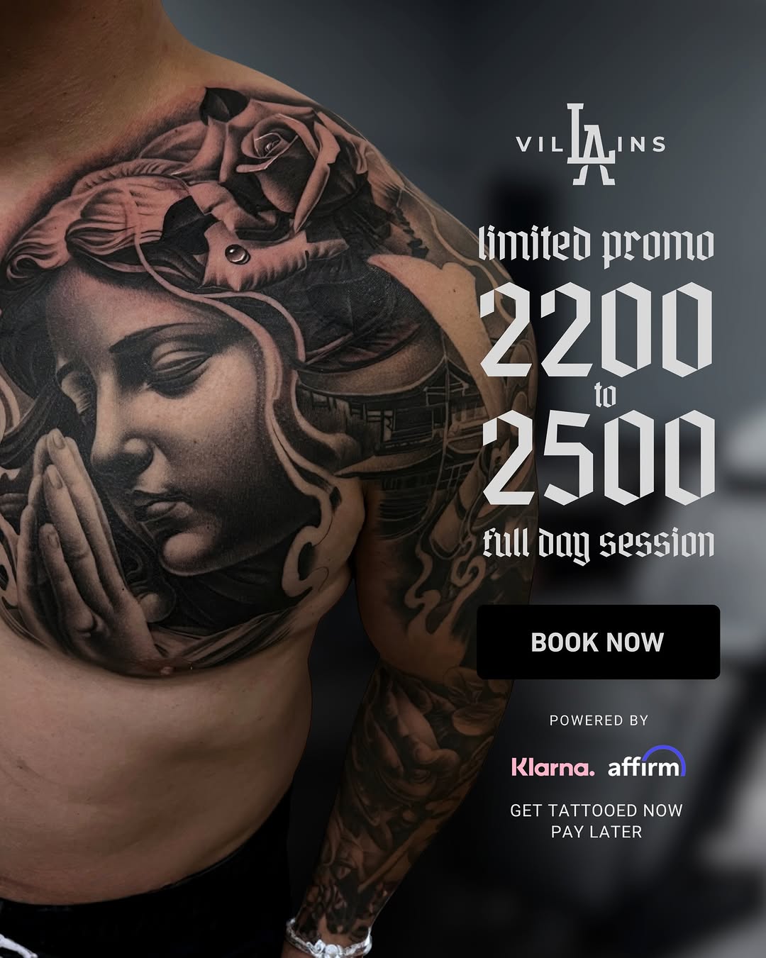 Now booking at Villains @villains_tattoo_collective 

I’m also running a full day promo rate of $2200-$2500 for the first few clients that text “BOHA”