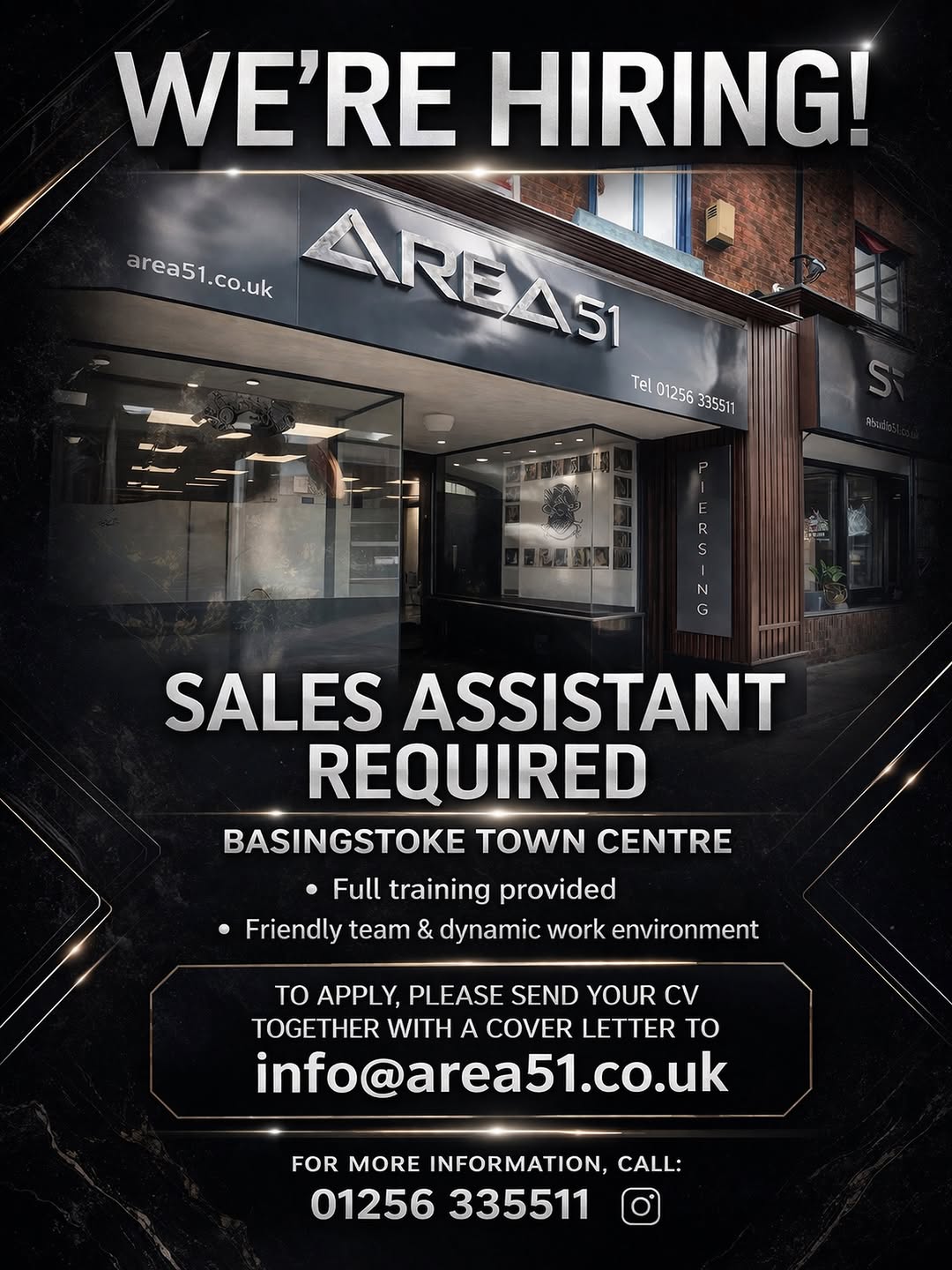 This is a full-time position, working 9:30am – 5:00pm. The shop is open Monday to Saturday, with one weekday off on a rotating basis.

Please include 