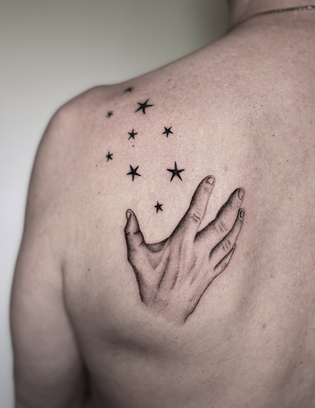 If you’re going to reach… reach for the stars. ✨
Realism tattoo with depth, light, and meaning. 

The original reference was my client’s hand and I fe