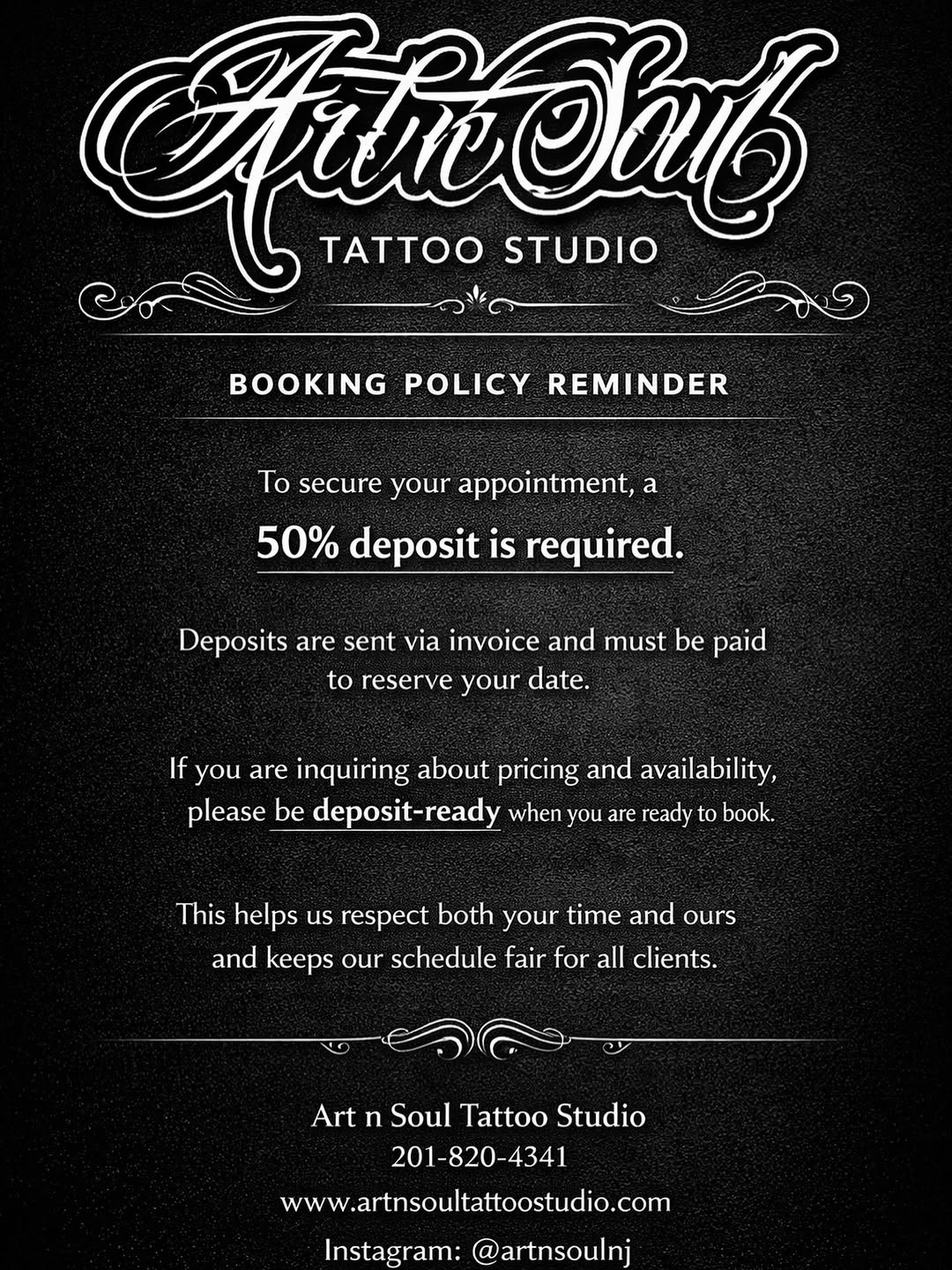Booking Reminder ✨

All appointments are secured with a 50% deposit.
If you’re reaching out for availability, please be deposit-ready so we can lock i