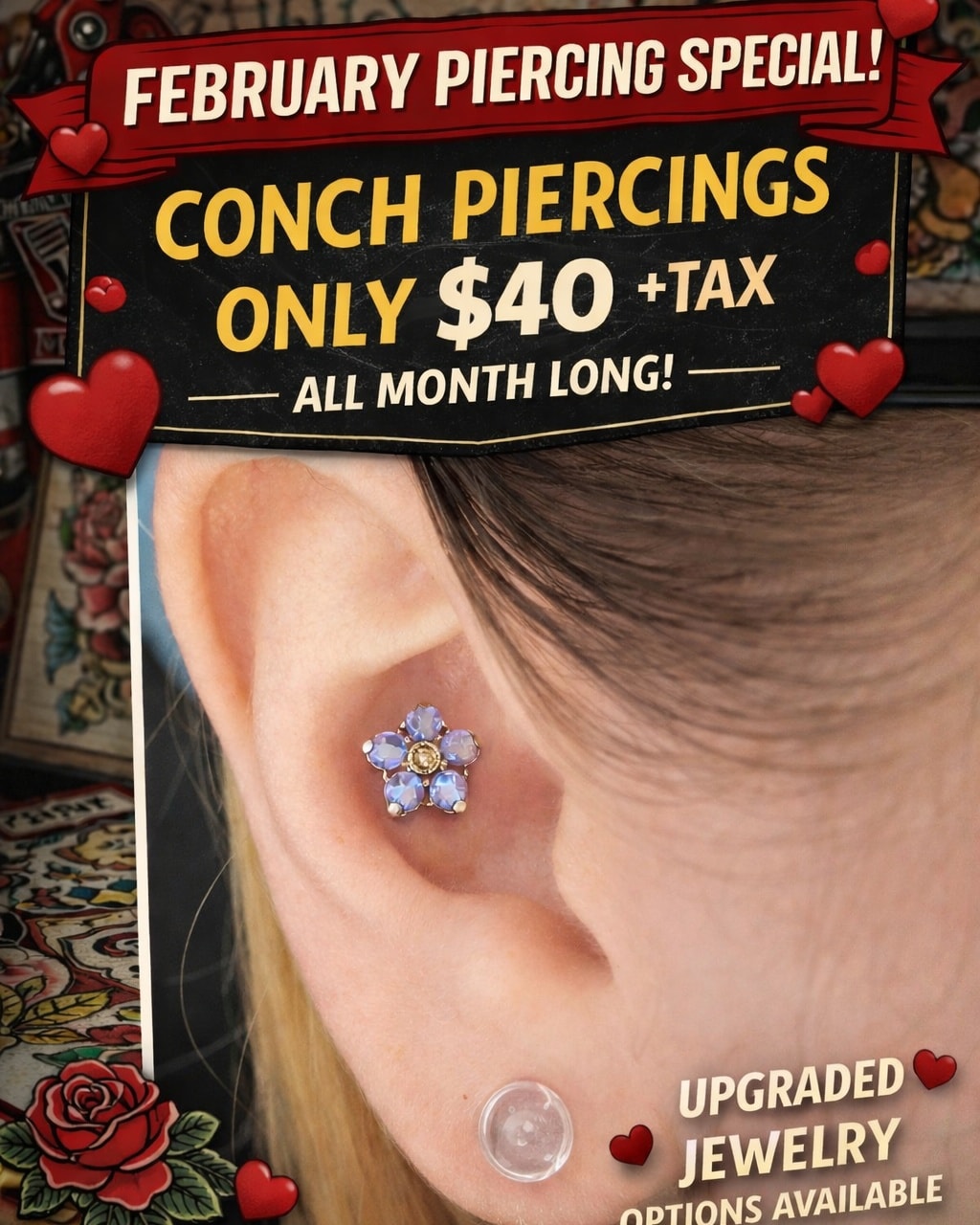 Ok friends!!! We're gonna roll out a monthly piercing special. Each month, we will have a highlighted piercing on special. The cost includes piercing 