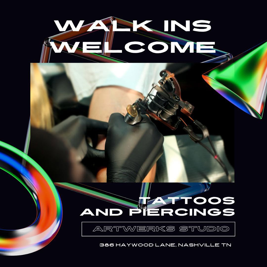 Walk in tattoos & piercings every day here at Artwerks Tattoo first come first serve. Pick from our variety of flash or get a quality custom piece. Pi