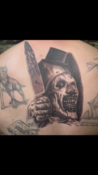 #terrifiermovie #terrifier #tattoo #ink #chicago @villainarts @chicagotattooartsfestival @saniderm @dynamiccolor @chicago @luxartandskingallery @indus