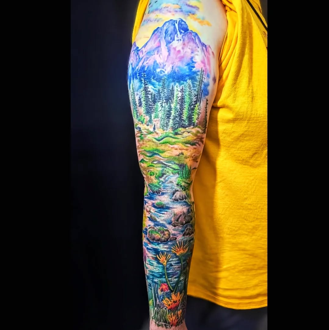 A Beautiful Outdoors COLOR sleeve  
Thank you all for the continued support,  love and trust. 
Happy New Years! 
 2026 LFG  
•
•
•
#colortattooartist 