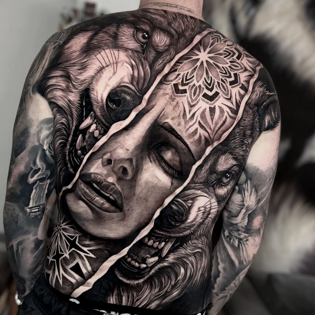 Woman and wolf

*
 #bali #balitattoo #balitattooartist #balitattoostudio #fineline #finelinetattoo #besttattoo #besttattoofineline #finelineart #balii