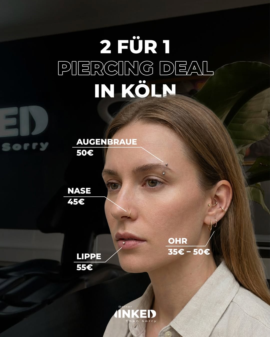 Funkeln und dabei sparen? Bei uns ist das möglich ✨
Ermögliche dir deinen Piercingwunsch und das ganz unkompliziert ohne Termin. 

 Kommt einfach als 