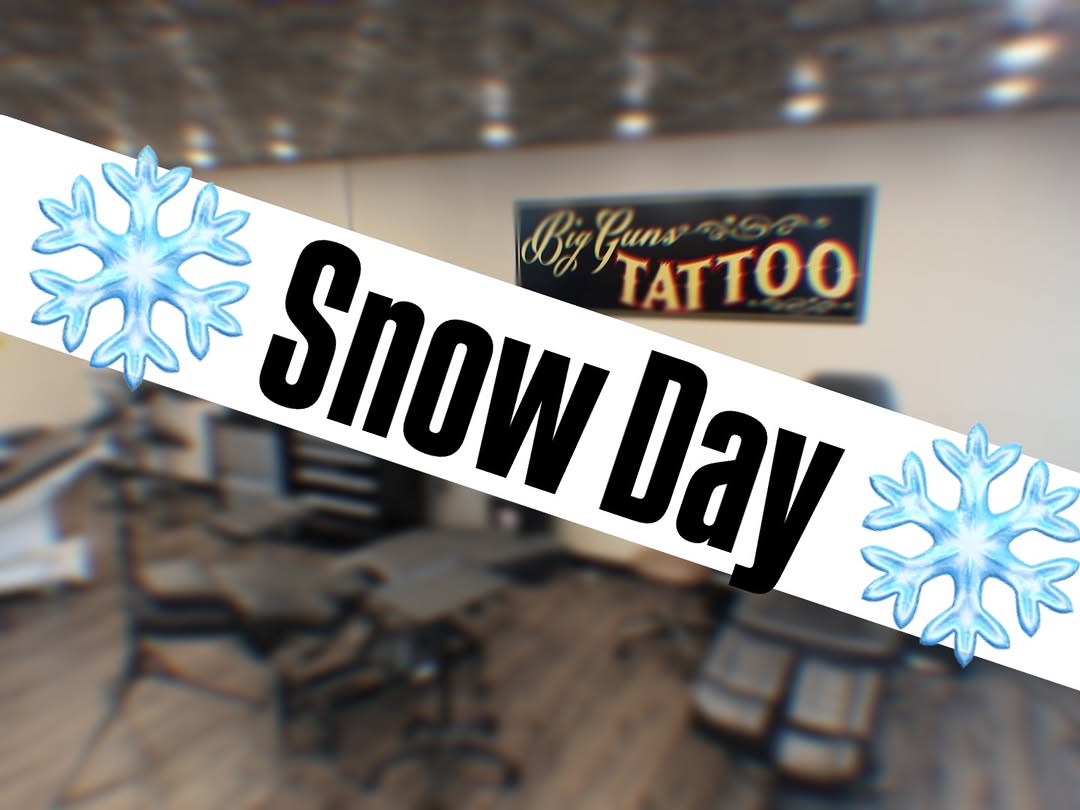 Due to the continued weather issues preventing access to the shop- Big Guns Tattoo in Appleton will be closed on Tuesday March 17th. If you have an ap