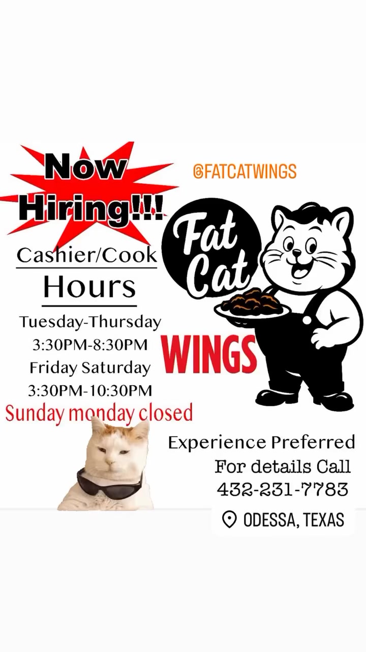 Plus tip$ ! Share!
 Apply in person 2708 Golder Ave Odessa Tx