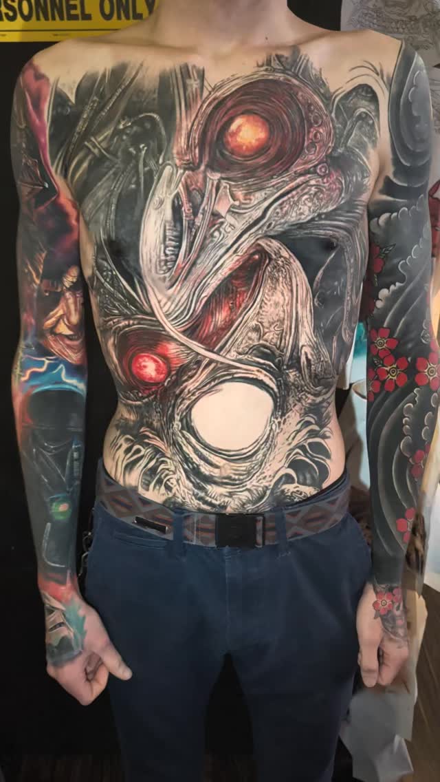 Nic got both his nipples punished today during his 4.5 hour session today.  More to go in a couple weeks  thanks for looking #dailygrind #tattoo #hunt