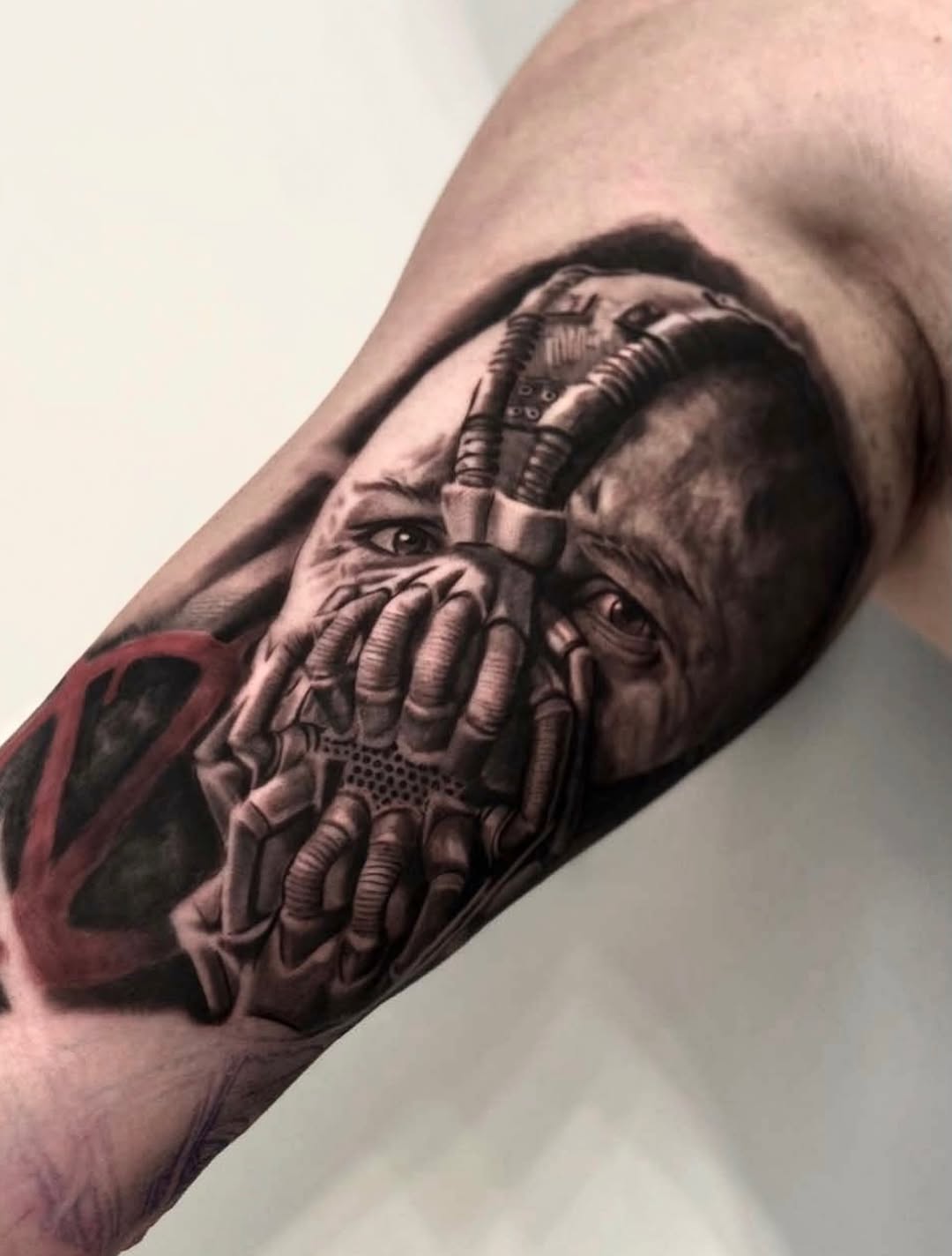 “No one cared who I was until I put on the mask.”  

A tattoo I did of Bane from The Dark Knight Rises, part of this move themed sleeve I’ve been work