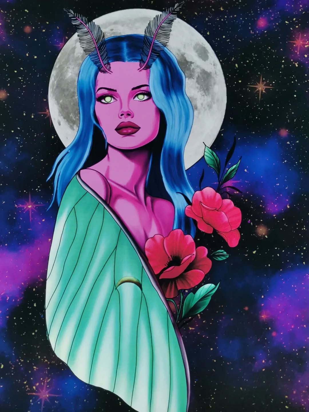 Enjoyed creating this moth lady. Done in procreate. 8.5 × 11 prints available.