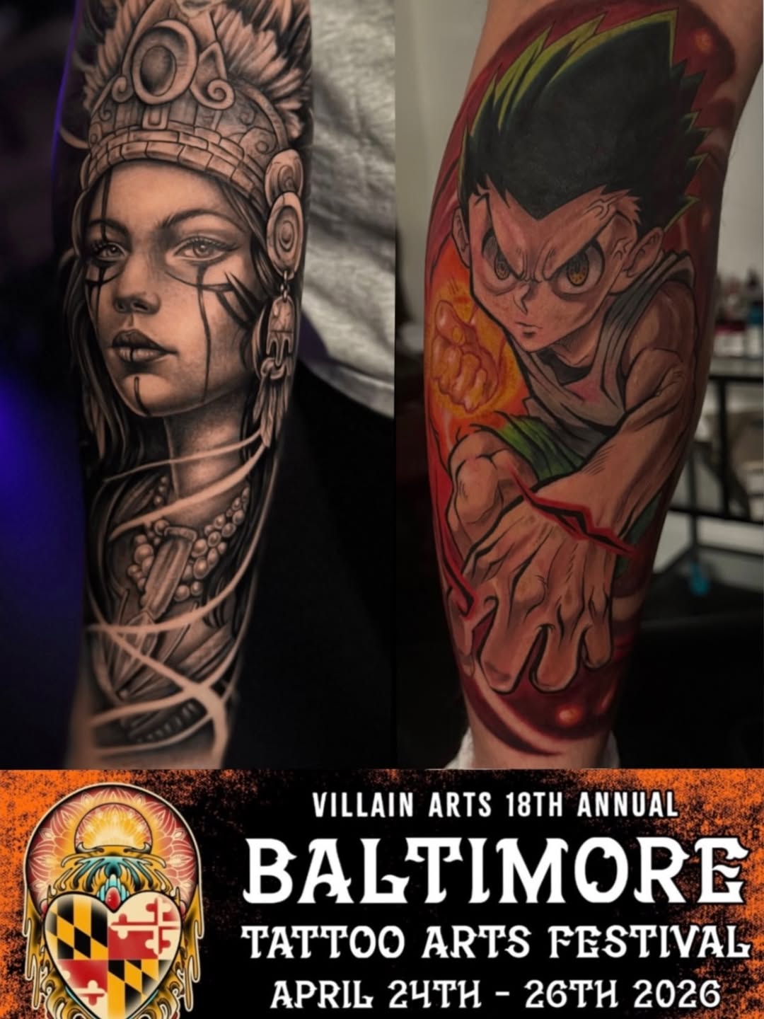 If you are interested in getting a black and grey tattoo done on April 24th or a color anime tattoo done on April 25th message me and let’s work! I wi