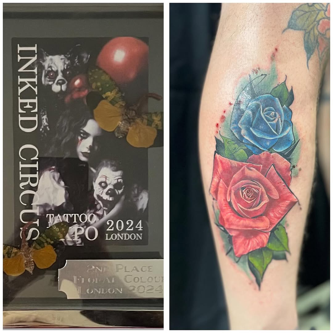 Had a great weekend @inkedcircusexpos 
Won Second place in best floral
•
•
• 
#inkedcircustattooexpo #secondplacetattoo #floraltattoo #flowertattoo #f