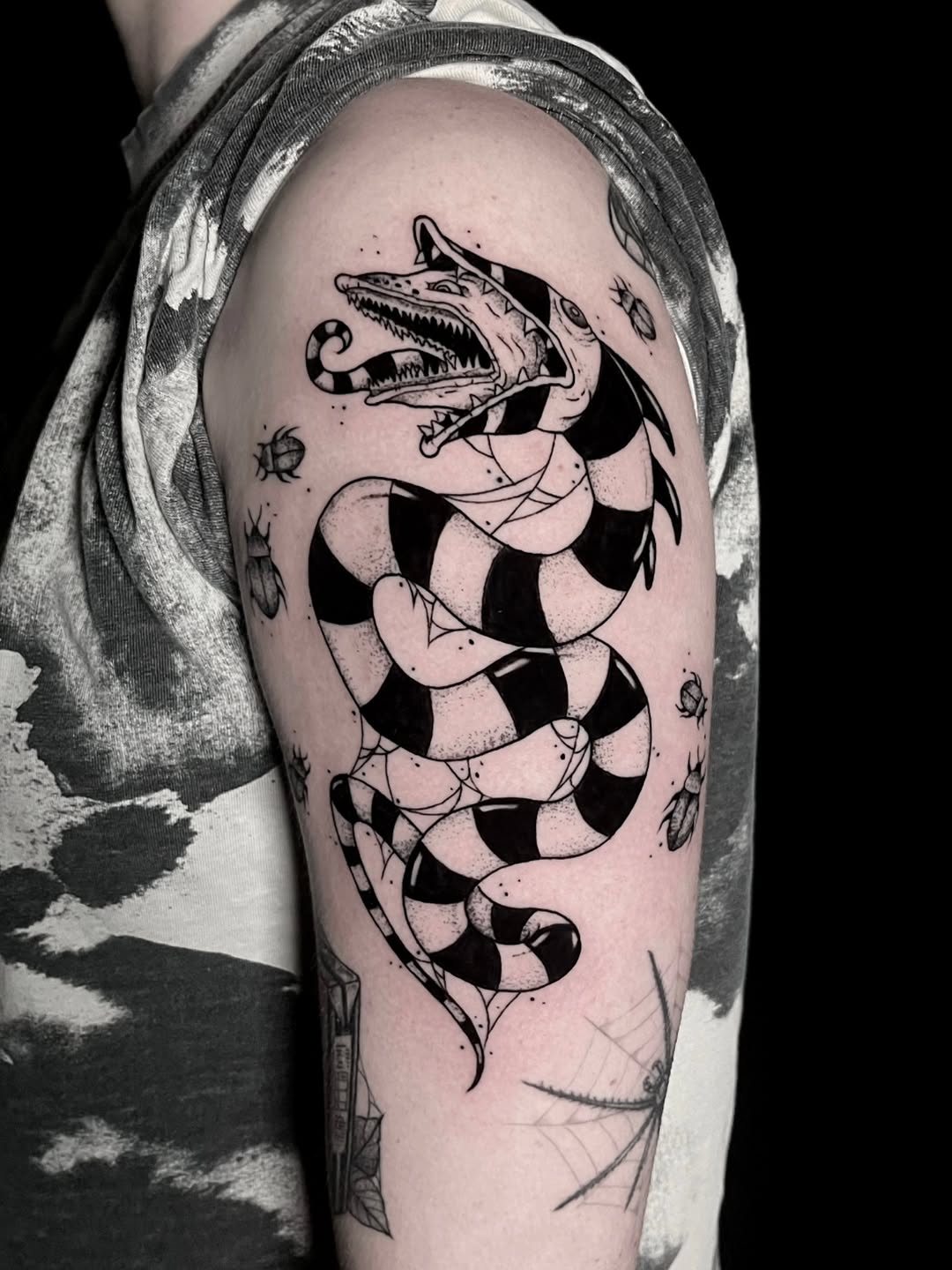 Beetlejuice Beetlejuice Beetlejuice 
#tattoo #blackworktattoo #beetlejuice #darkart #milwaukeetattoo