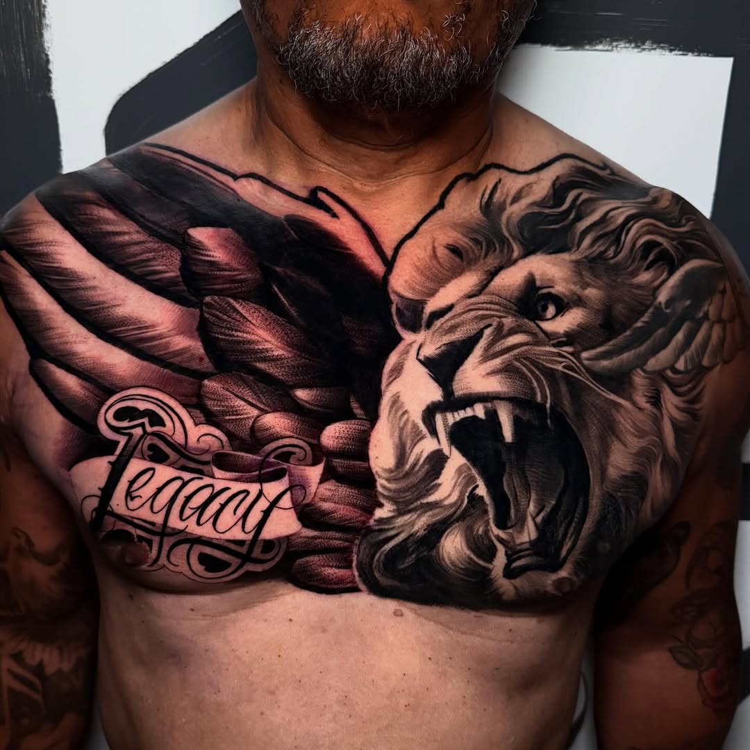 Chest plate 
DM TO BOOK YOUR APPOINTMENT 
#burnertattoos #tattoo #sanfernado #818 #blackandgreytattoo