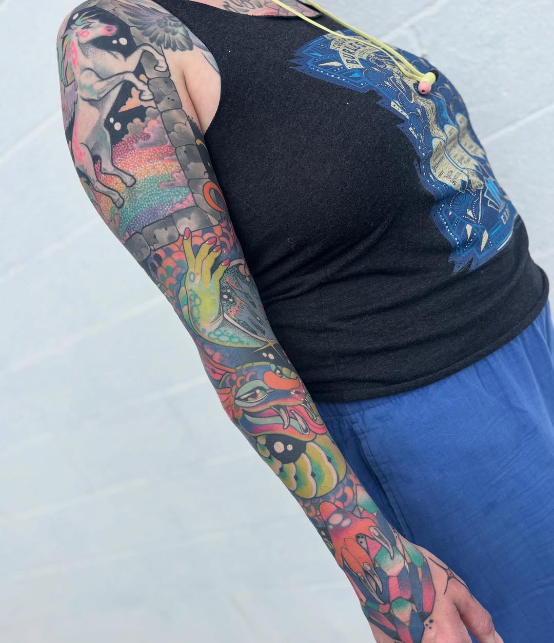 Super colorful high fantasy dragon sleeve for the amazing Kate! Thank you so much for your dedication to finishing this piece over the last 17 months!